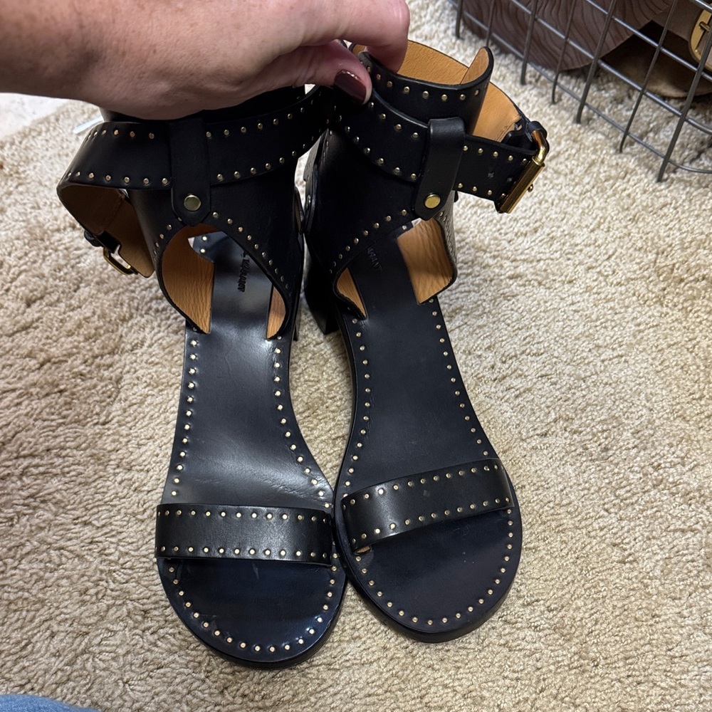 Isabel Marant Black Studded Leather Sandals